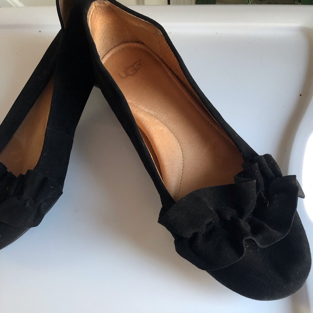 UGG Fifi Genuine Suede Ruffle Block Heel